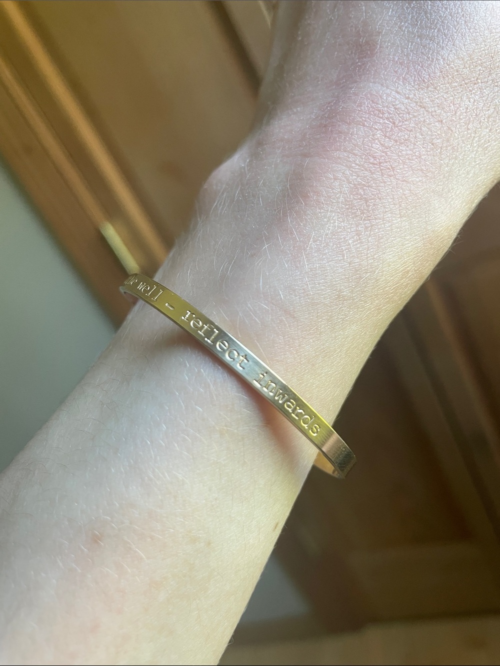Gold Filled Engraved Bangle Bracelet - “Breathe Well - Reflect Inwards”